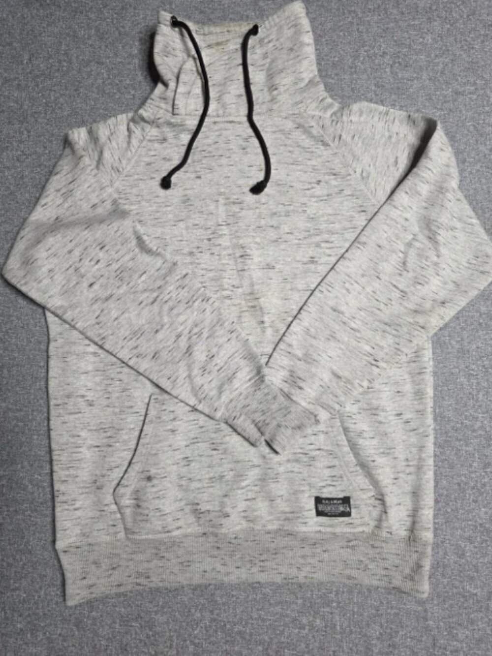 Pull&Bear Heather Light Gray Pullover Hoodie with High Neck